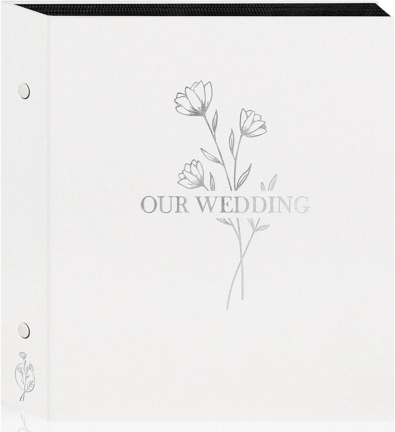 Lanpn Wedding Photo Album 4x6 600 Pocket Photos Slip in, Linen Cover Large Capacity Newlywed Marriage Album Hold 600 Horizontal Vertical Photos (Flower, White) - Image 1